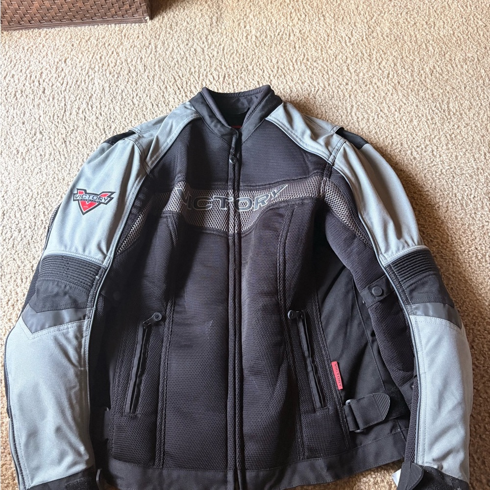 Victory Motorcycles Black and Light Gray Men's Motorcycle Jacket